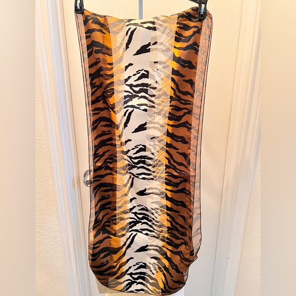 Chiffon Black and Brown Animal Print Scarf - Picture 8 of 9